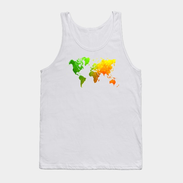 world map green yellow #map #worldmap Tank Top by JBJart